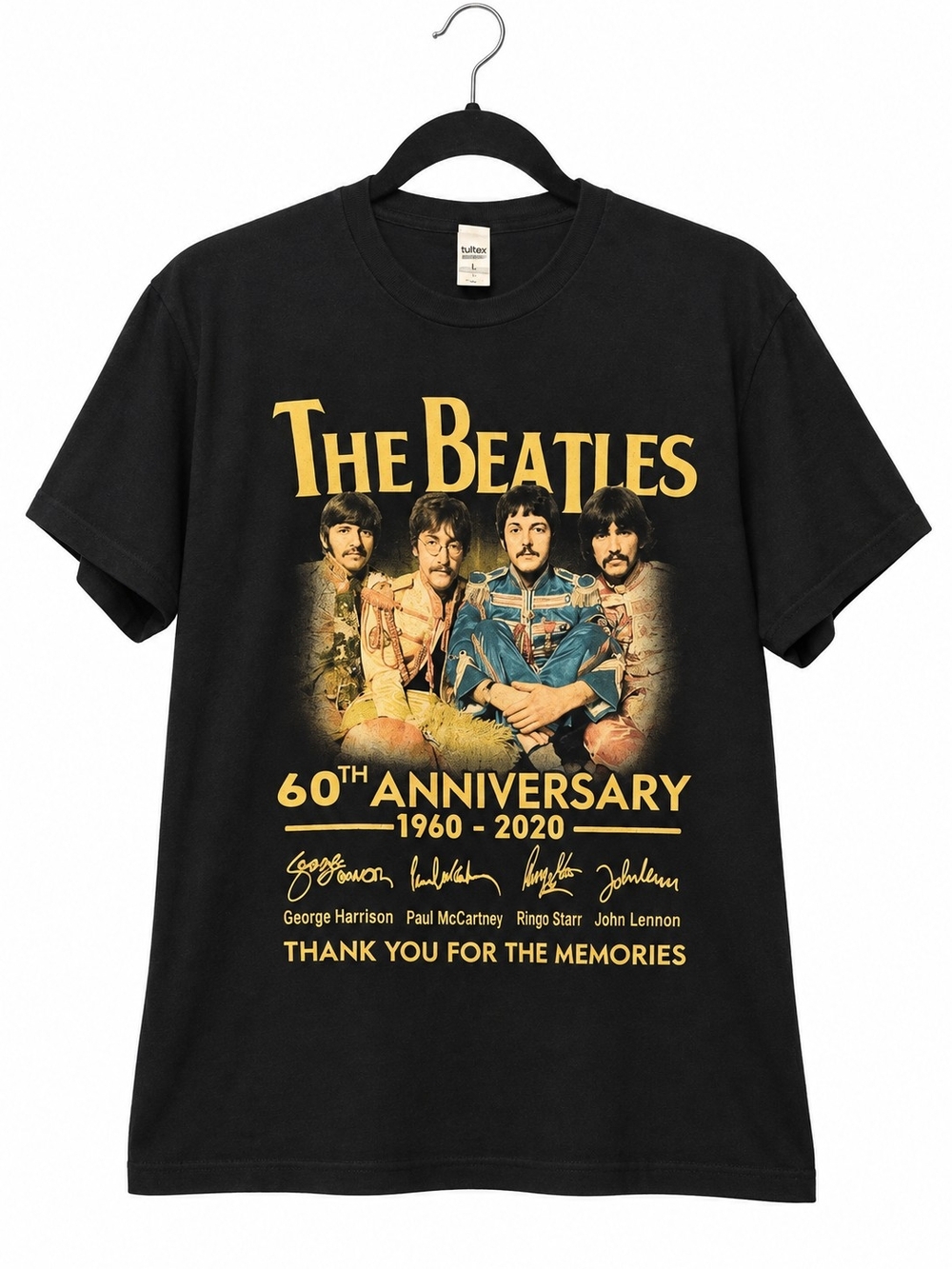The Beatles 60th Anniversary 1960 - 2020 Tultex Graphic T Shirt Black L